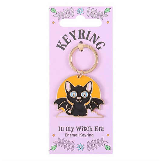 In My Witch Era Bat Cat and Moon Enamel Keyring