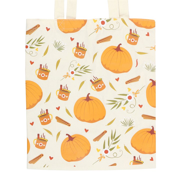 Autumn Days Pumpkin Print Polycotton Tote Bag
