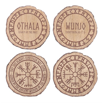 Set of 4 Norse Mythology Wood Slice Coasters