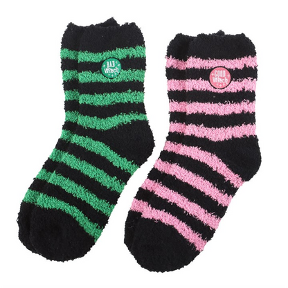 Set of 2 Good Witch and Bad Witch Fluffy Socks