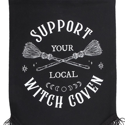 Support Your Local Witch Coven Hanging Fabric Banner