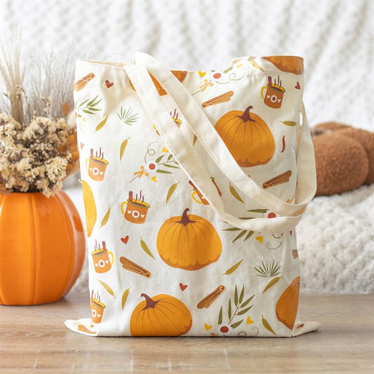 Autumn Days Pumpkin Print Polycotton Tote Bag