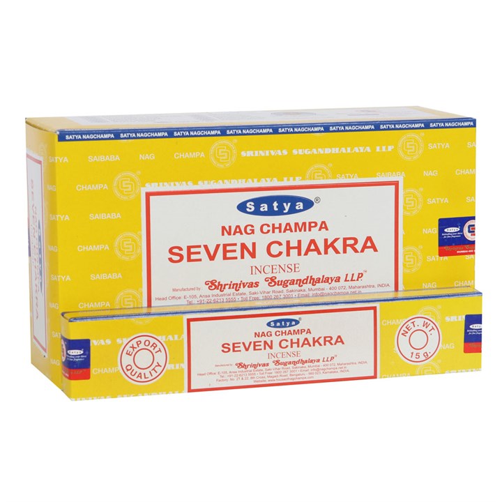 Set of 12 Seven Chakra Incense Sticks by Satya (12/50)