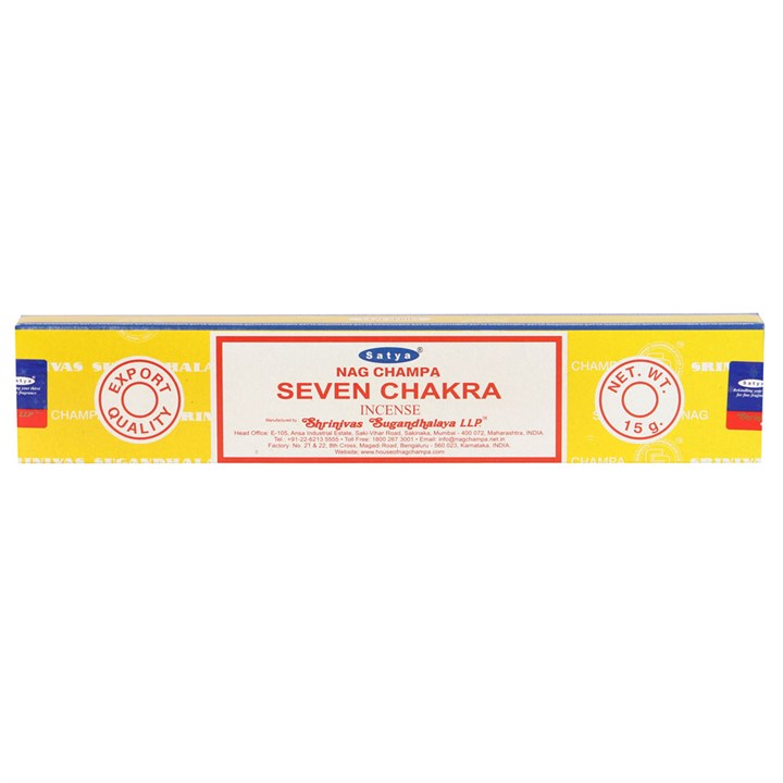 Set of 12 Seven Chakra Incense Sticks by Satya (12/50)