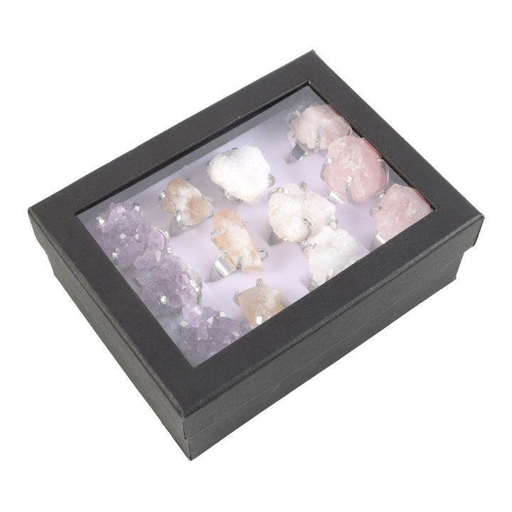 Set of 12 Assorted Crystal Rings