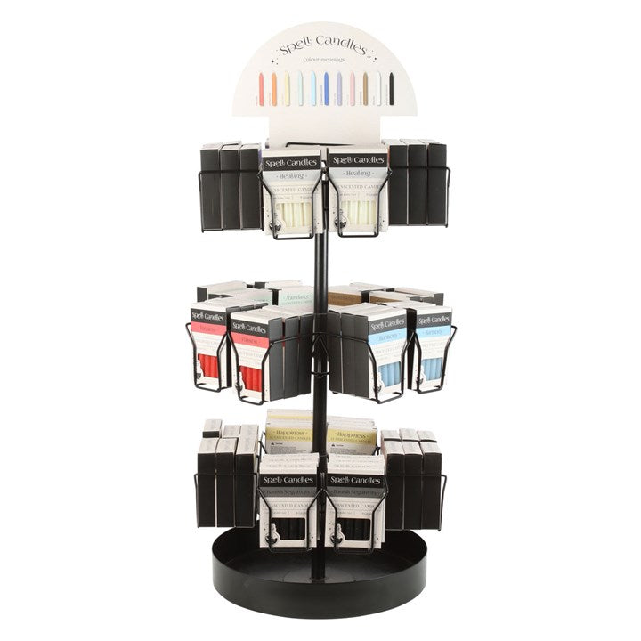 Set of 72 Herbal Magick Spell Candles on Tabletop Spinner Display