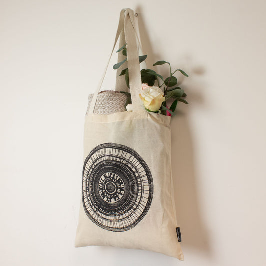 Nomad Sari Iconic Basic Tote Bag - Urban Mandala - Natural 4oz