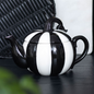Black and White Striped Pumpkin Teapot