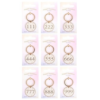 Pack of 9 Angel Number Keyrings